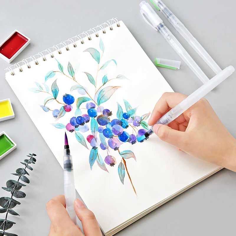 Delidge قلم فرشاة مائي من دليدج لأدوات رسم الخط العربي 6 قطع - مجموعة فرشاة - أبيض - Image 3