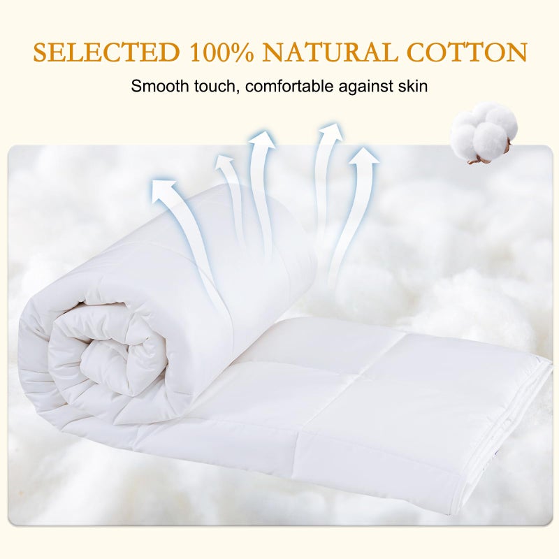 YOUR MOON Luxurious All Season Wool Comforter Queen Size, 100% Natural Australian Wool Filling, Hypoallergenic Comforter Duvet Insert, Noiseless Cotton Shell (White) - Image 4