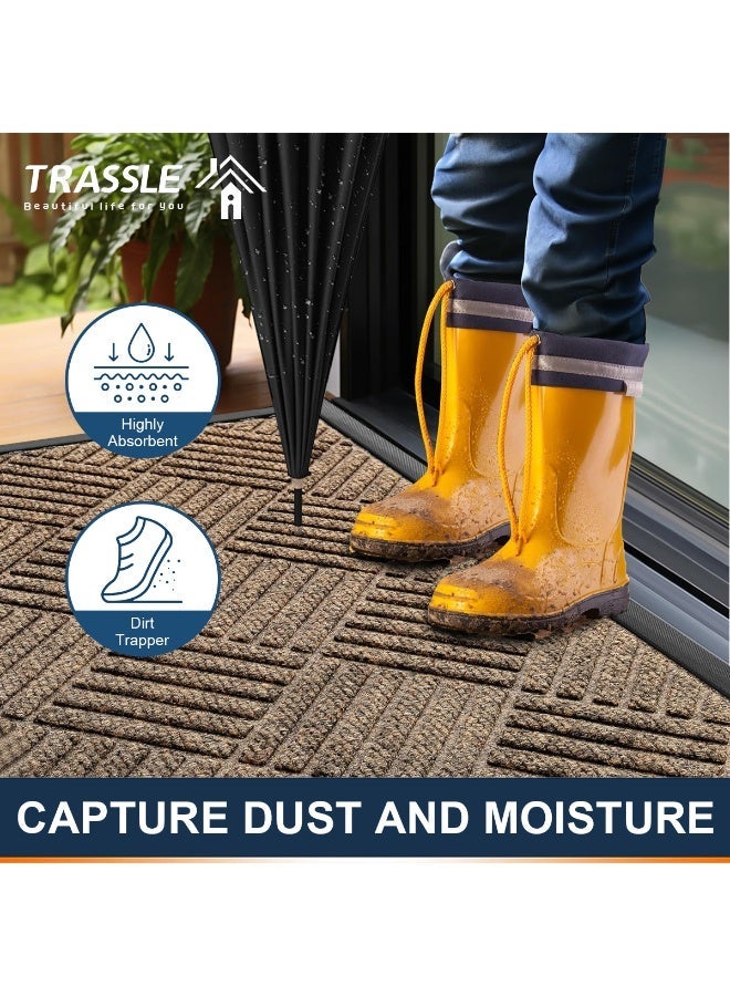 TRASSLE Front Door Mat,Entrance Doormat Super Absorbent Moistureproof Door Mat,Indoor Outdoor Door Mat Thick Durable Rubber Backed, Welcome Mat for Home Front, Hallway,Patio - Image 3