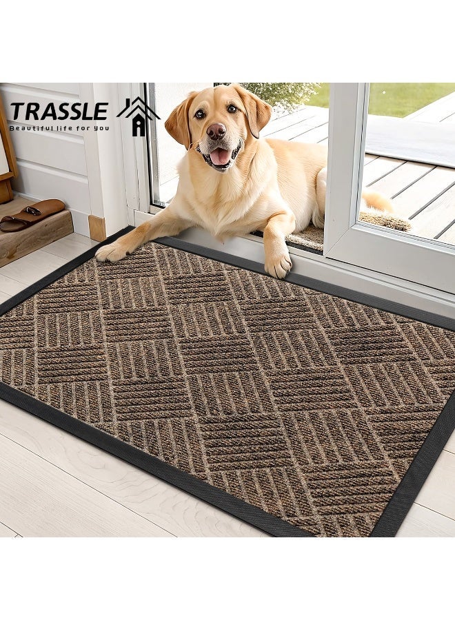 TRASSLE Front Door Mat,Entrance Doormat Super Absorbent Moistureproof Door Mat,Indoor Outdoor Door Mat Thick Durable Rubber Backed, Welcome Mat for Home Front, Hallway,Patio - Image 1