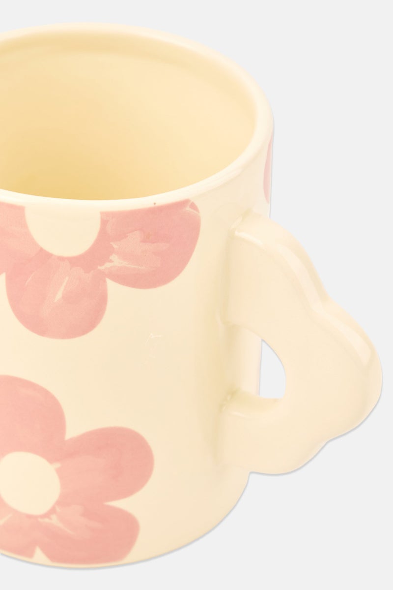 Muy Mucho Floral Print Ceramic Mug 450 ml, White - Image 3