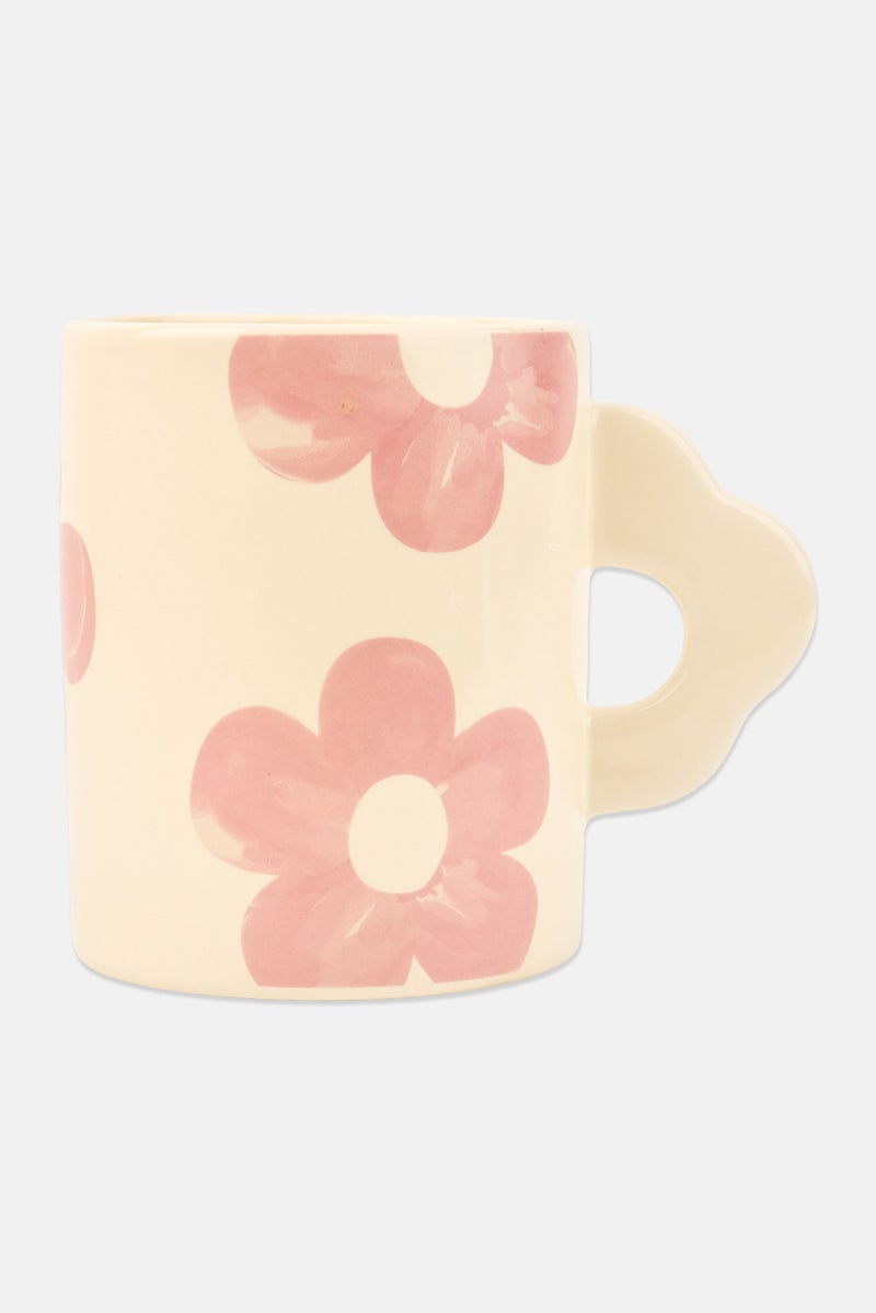 Muy Mucho Floral Print Ceramic Mug 450 ml, White - Image 1