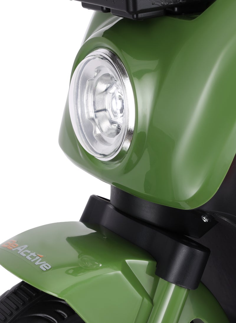 BABY PLUS BABY PLUS Electric Ride-On Scooter for Kids – Stylish Rechargeable Motorcycle Toy with Lights, Music, Safety Belt & Storage Basket – Ages 3-8, 25kg Max Load , Green  - Image 5