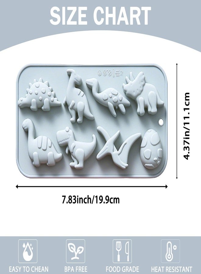 Vrthske 2PCS Silicone Dinosaur Theme Molds, 8 Cavity Dinosaur Shaped Baking Molds for Chocolate Candy Gummy Jello Ice Cube Cake Decoration Resin - Image 2