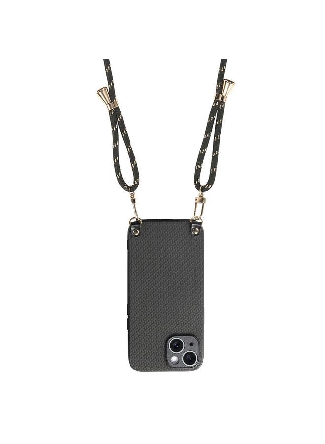 اس-توب جراب لهاتف iPhone 13 Pro Max مصنوع من ألياف الكربون والجلد مع حزام كروس بودي - Image 3