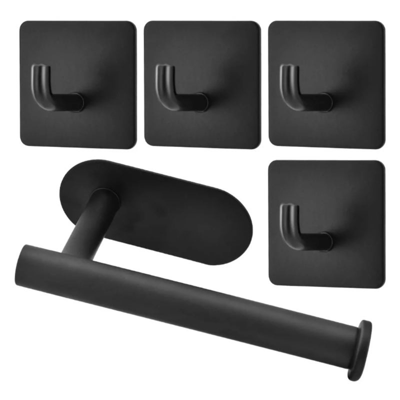 Stainless Steel Toilet Paper Holder - 4.92 Inch Capacity 304 Rust Resistant Adhesive Mount - Anti-Fall Design Wall Mounted Paper Towel Holder for Bathroom Kitchen RV Camping - Image 1
