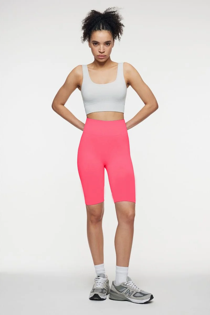 Mistirik Mystical Knitted Model Biker Shorts Plain Loose Push Up Effective Baby Pink Color