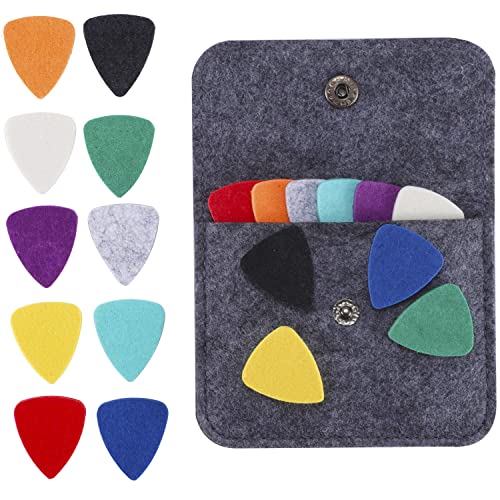 Donux 20 Pieces Felt Ukulele Picks,Felt Heart Shape Pick for Ukulele Guitar Bass with pick holder case (Multiple colors) (general, 10 mixed colors) - Image 1