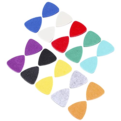 Donux 20 Pieces Felt Ukulele Picks,Felt Heart Shape Pick for Ukulele Guitar Bass with pick holder case (Multiple colors) (general, 10 mixed colors) - Image 2