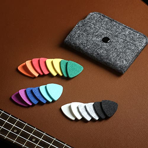 Donux 20 Pieces Felt Ukulele Picks,Felt Heart Shape Pick for Ukulele Guitar Bass with pick holder case (Multiple colors) (general, 10 mixed colors) - Image 4