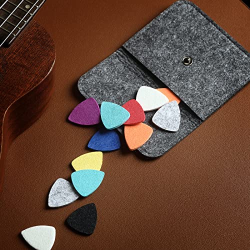 Donux 20 Pieces Felt Ukulele Picks,Felt Heart Shape Pick for Ukulele Guitar Bass with pick holder case (Multiple colors) (general, 10 mixed colors) - Image 5
