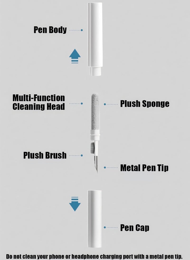 طقم تنظيف لسماعات Airpods قلم تنظيف متعدد الوظائف فرشاة ناعمة لسماعات البلوتوث علبة سماعات لاسلكية سماعات أذن لاسلكية أدوات تنظيف لسماعات Huawei Samsung redmi البيضاء - Image 4