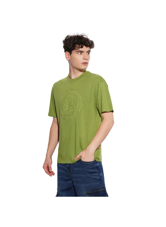 بيينغ هيومان Mens Turtel Green Round Neck Short Sleeve T-Shirt