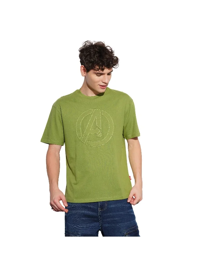بيينغ هيومان Mens Turtel Green Round Neck Short Sleeve T-Shirt