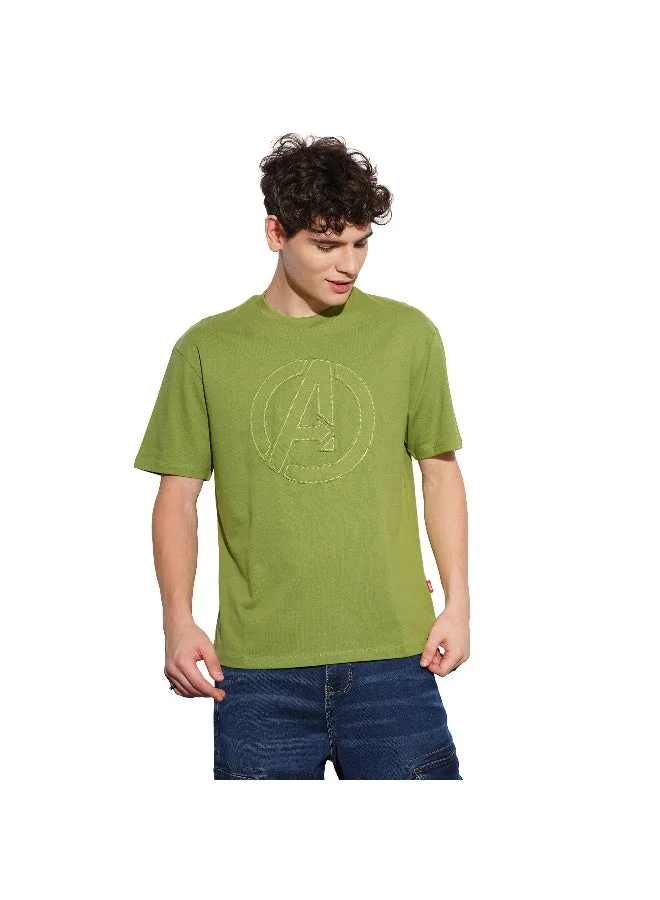 بيينغ هيومان Mens Turtel Green Round Neck Short Sleeve T-Shirt