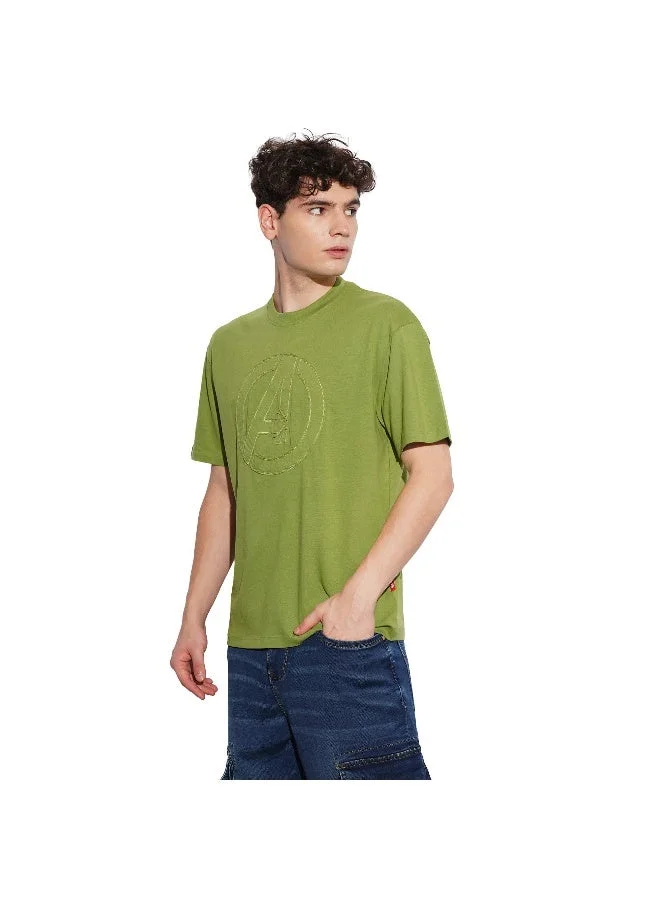 بيينغ هيومان Mens Turtel Green Round Neck Short Sleeve T-Shirt