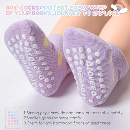 Aroveea Baby Toddler Socks Grip Non Slip Boys Girls Cotton 12 Pack for 1-3T Kids Ankle Cute Socks 6M-7Years - Image 4