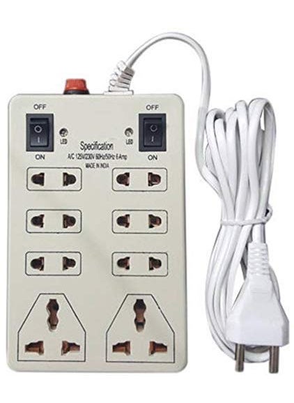 Mini Extension Box with Fuse, Dual on Off Switch and 8 sockets for Home Office