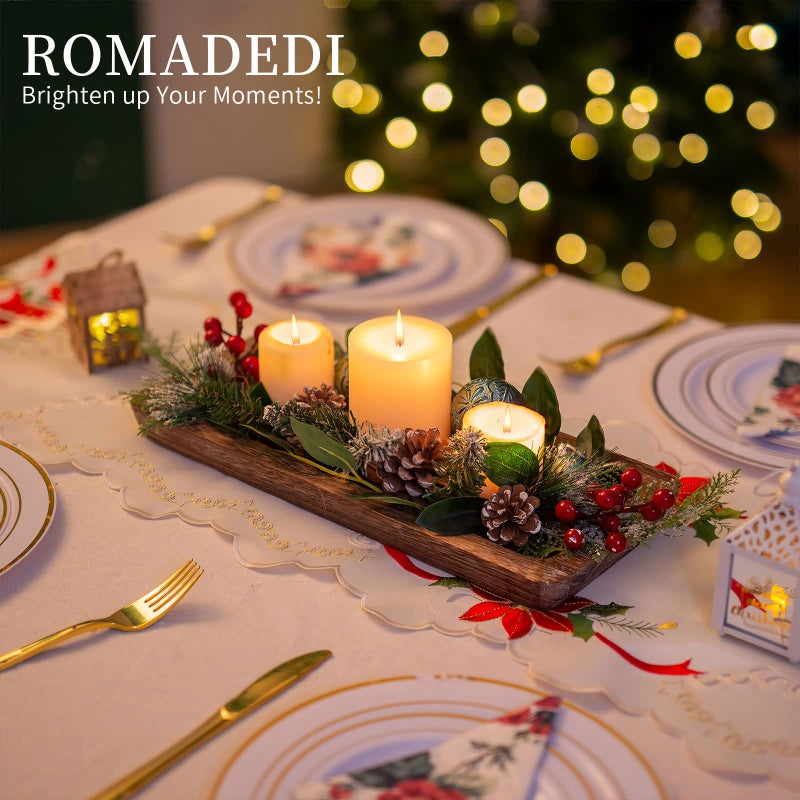 Romadedi Wooden Decorative Tray Candle Holder - Wood Long Narrow Tray Home Decor Small Rustic Centerpieces Trays for Coffee Table Dining Room Kitchen - Image 5