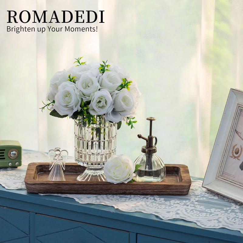 Romadedi Wooden Decorative Tray Candle Holder - Wood Long Narrow Tray Home Decor Small Rustic Centerpieces Trays for Coffee Table Dining Room Kitchen - Image 3