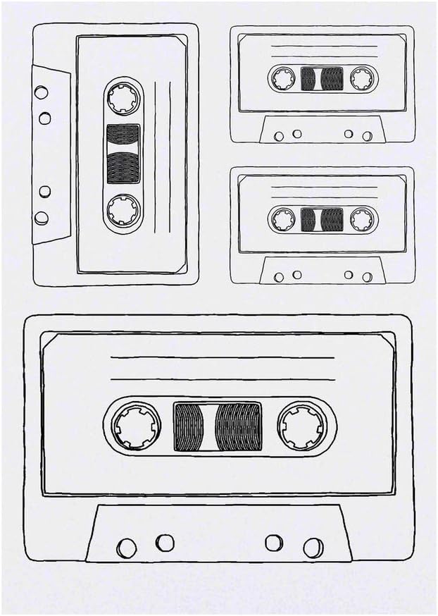 4 x Cassette Tape Temporary Tattoos Water Resistant SkinSafe NonToxic Transfers Mixed Sizes TO00035607
