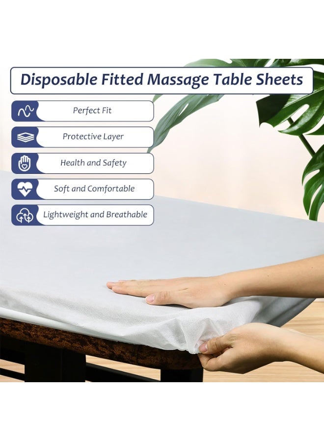 YelaJoy 30PCS Disposable Fitted Massage Table Sheets, Heavy Duty Elastic Disposable Bed Cover, Breathable Disposable Fitted Sheets, White Non Woven Fabric for Spa Beauty Salon Tattoo Hospital Bed, 36x85 In - Image 3