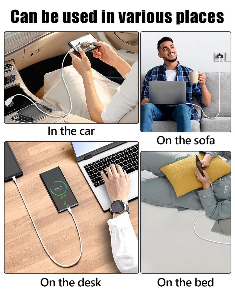 شيتيك كابل SCHITEC من USB-C إلى USB-C، شاحن سريع بقوة 100 واط، كابلات شحن من النوع C متوافقة مع iPhone 16 و15 Pro Max وGoogle Pixel وiPad Pro وMacBook Pro وSwitch والمزيد (أبيض، 1 متر، 8 قطع) - Image 5