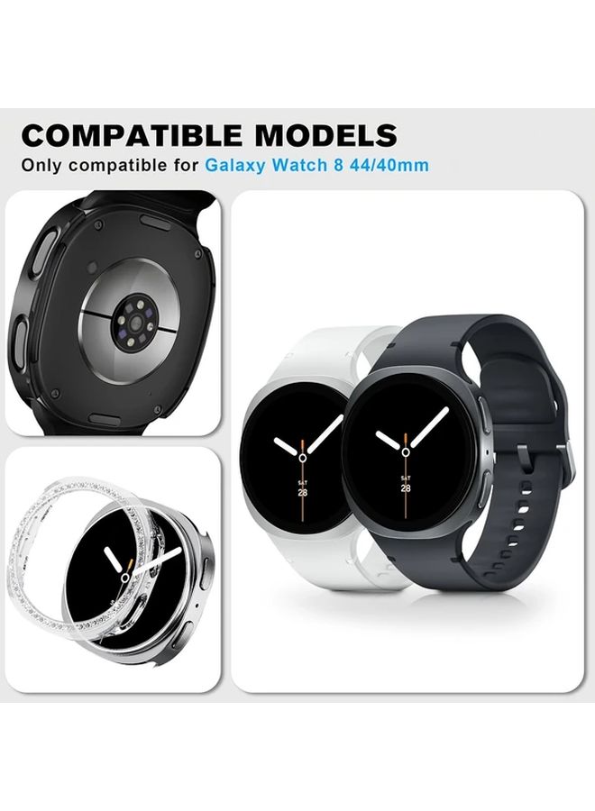 Silver Single Diamond Hollow Protective Smartwatch Case for Samsung Watch 8 40mm - Image 3