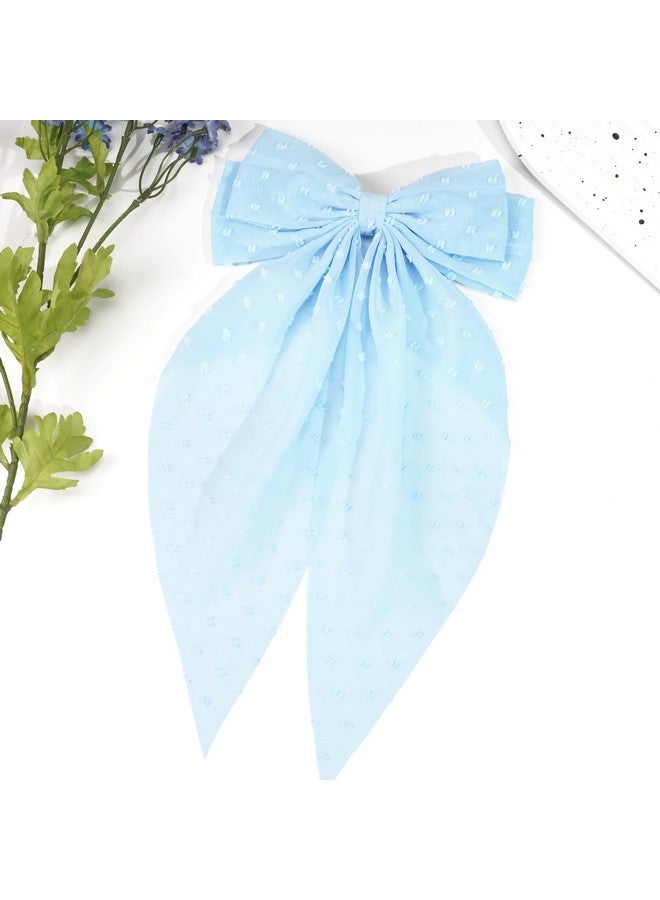 JOYOYO Blue Hair Bows, 1Pcs Silky Satin Large Hair Bow Ribbon Hair Clips for Women and Girls, Giant Elsa Long Bow Hair Accessories - Image 4