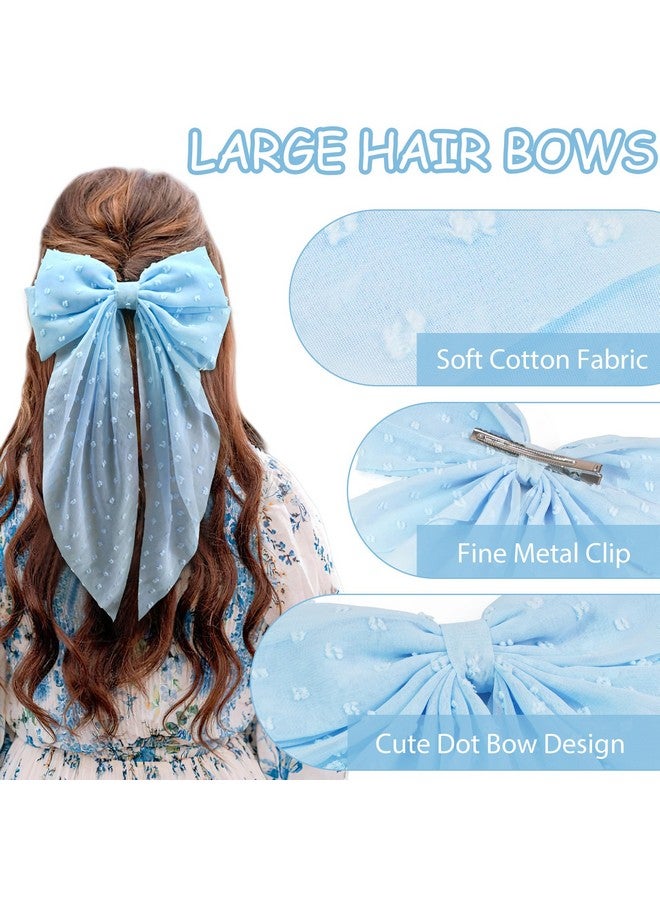 JOYOYO Blue Hair Bows, 1Pcs Silky Satin Large Hair Bow Ribbon Hair Clips for Women and Girls, Giant Elsa Long Bow Hair Accessories - Image 3