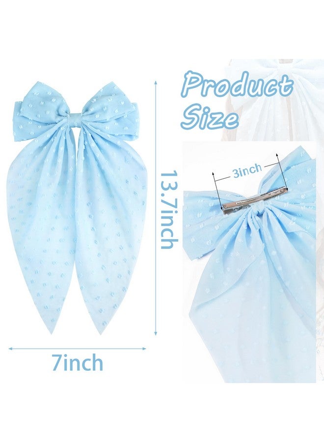 JOYOYO Blue Hair Bows, 1Pcs Silky Satin Large Hair Bow Ribbon Hair Clips for Women and Girls, Giant Elsa Long Bow Hair Accessories - Image 2