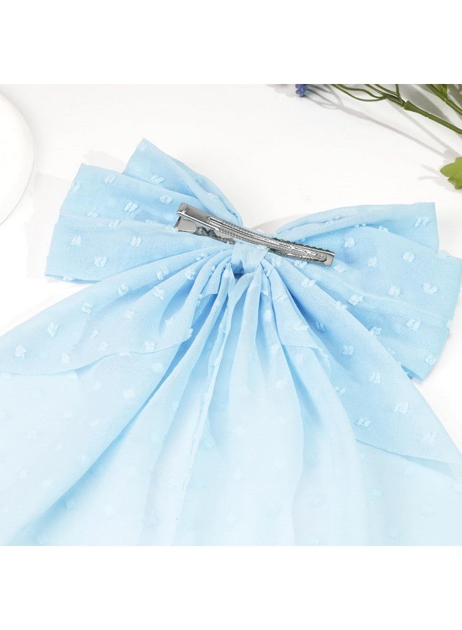 JOYOYO Blue Hair Bows, 1Pcs Silky Satin Large Hair Bow Ribbon Hair Clips for Women and Girls, Giant Elsa Long Bow Hair Accessories - Image 5