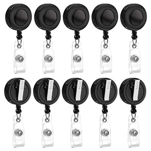 Maileto 50 Pack Badge Reels Retractable with Swivel Alligator Clip Retractable Badge Holder Reels for Students, Teachers, Office Workers (Black) - Image 1
