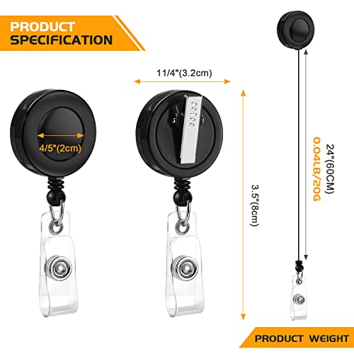 Maileto 50 Pack Badge Reels Retractable with Swivel Alligator Clip Retractable Badge Holder Reels for Students, Teachers, Office Workers (Black) - Image 3