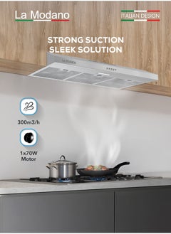 La Modano LA MODANO Slim Stainless Steel 90cm Built-In Kitchen Hood with 3-Speed Control, LED Lighting, and Carbon Filter- LMCH906S  - Image 3