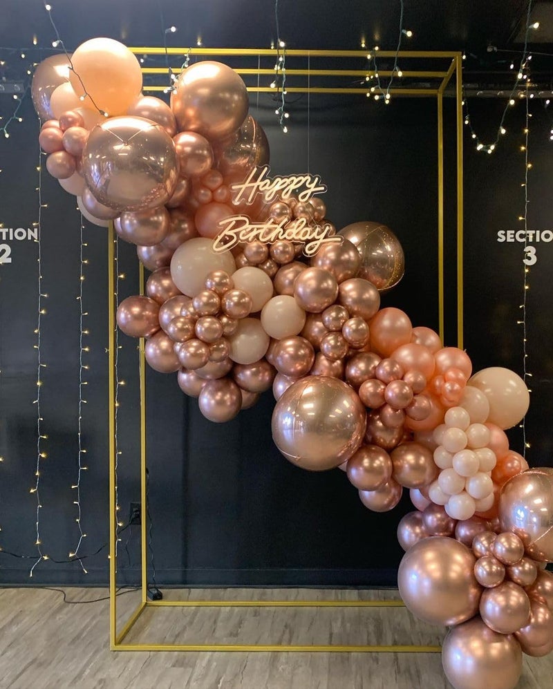 ADOINBY Rose Gold Balloons Arch Kit, 140Pcs Metallic Rose Gold White Balloon 18 12 10 5 Inch Different Size Balloons Garland Kit for Birthday Party Bridal Shower Wedding Girls Engagement Decorations - Image 5