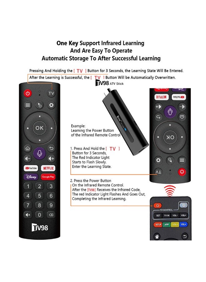 تلفزيون TV98 ATV Android 14 Smart TV Stick 8K 2.4G 5G مزدوج واي فاي بلوتوث 5.0 صندوق الإعداد HDR10 صندوق التحكم عن بعد بالصوت Globe H313 Media Player 2GB + 16GB - Image 2