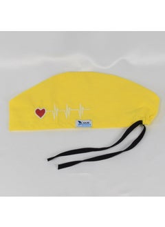 Nur Medikal Giyim Nur Medical Clothing Yellow Heart Rhythm Embroidered Surgical Cap 