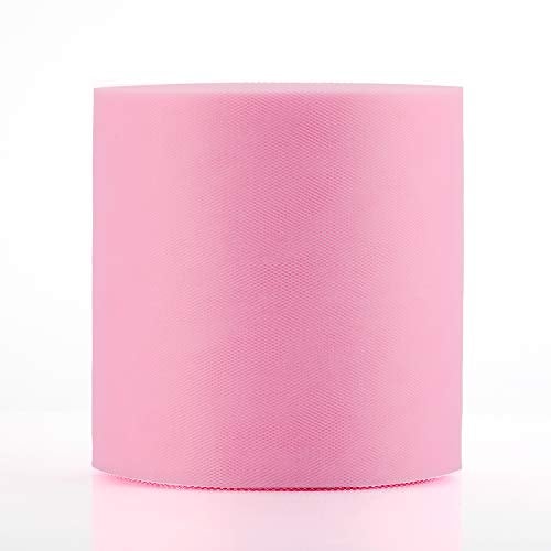 ICOSHOW Tulle Fabric Roll, 6” by 200 Yards (600FT) Tulle Organza Fabric Spool for DIY Tutu Skirt Baby Shower Decor Wedding Backdrop Crafts Birthday Party Supplies (Pink) - Image 3