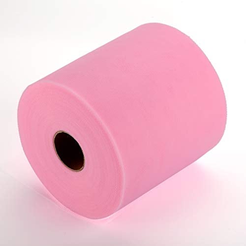 ICOSHOW Tulle Fabric Roll, 6” by 200 Yards (600FT) Tulle Organza Fabric Spool for DIY Tutu Skirt Baby Shower Decor Wedding Backdrop Crafts Birthday Party Supplies (Pink) - Image 2