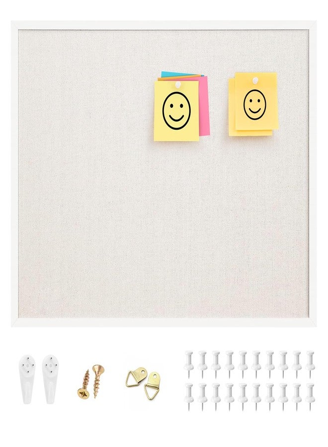 اولكيلا لوحة إعلانات من الكتان مقاس 20 × 30 بوصة من OWLKELA، لوحة فلين بإطار أبيض، لوحة فلين من الكتان بإطار من خشب البلوط الأبيض، لوحة رؤية ولوحة دبابيس معلقة مزخرفة - Image 1