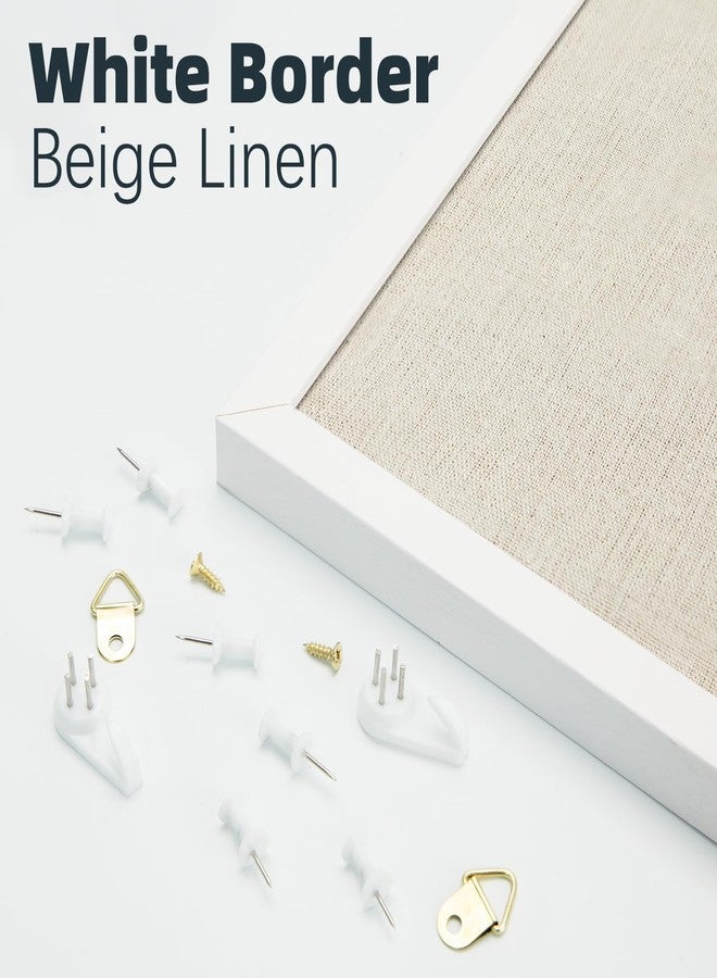 اولكيلا لوحة إعلانات من الكتان مقاس 20 × 30 بوصة من OWLKELA، لوحة فلين بإطار أبيض، لوحة فلين من الكتان بإطار من خشب البلوط الأبيض، لوحة رؤية ولوحة دبابيس معلقة مزخرفة - Image 3