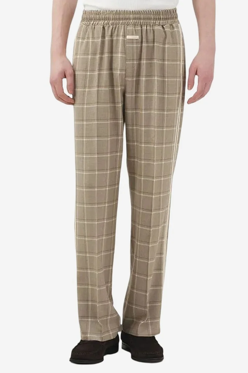 Giesto GIESTO Plaid Straight Leg Pants with Elastic Waist