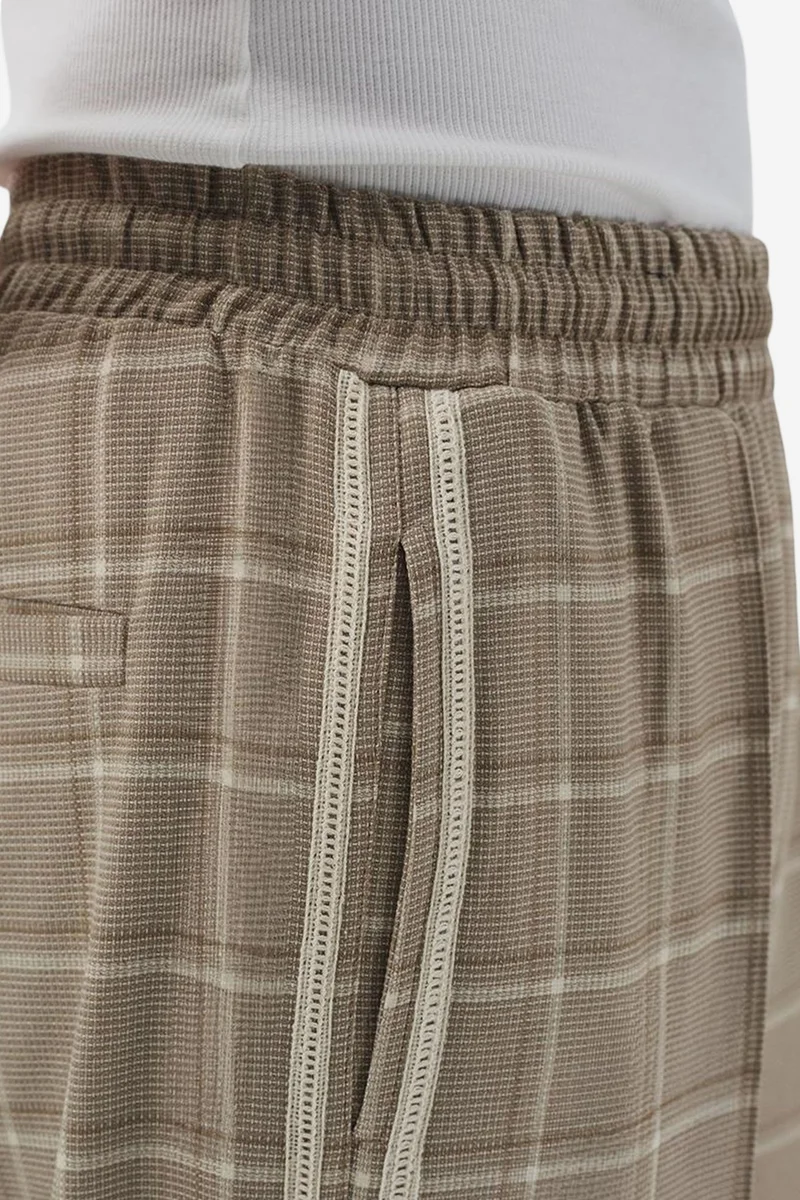 Giesto Beige Natural GIESTO Plaid Straight Leg Pants with Elastic Waist for Men | Best Price UAE