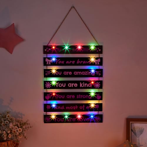 FIOBEE Girls Room Décor for Teen Girls Boys with LED Light Wall Decor for Bedroom Motivational Inspirational Wall Art Room Decoration for Kids Studyroom, 8 Kinds of Lights, Multi-Color - Image 3