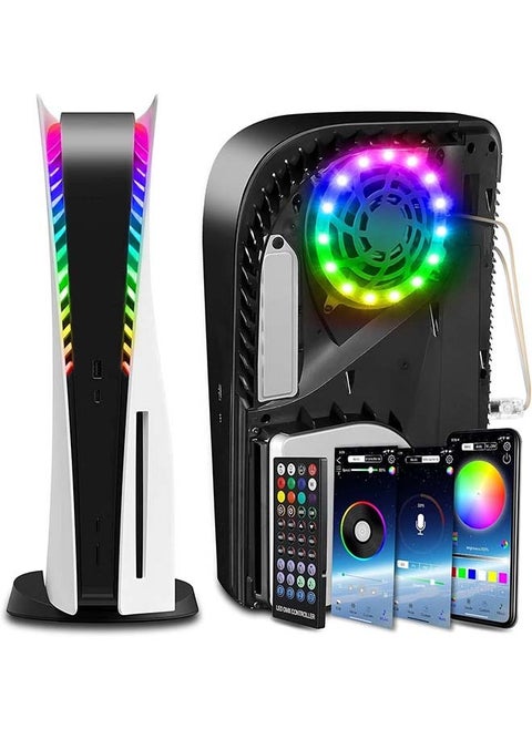 LED Light Strip for PS5, Music Synchronized 8 Color RGB Ring LED Lights Kit Accessories Compatible with Playstation 5 Console Digital Edition & Regular Edition (400 Effects)