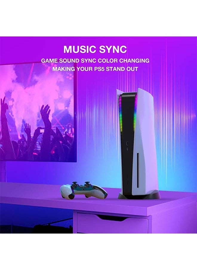 L&E LED Light Strip for PS5, Music Synchronized 8 Color RGB Ring LED Lights Kit Accessories Compatible with Playstation 5 Console Digital Edition & Regular Edition (400 Effects)  - Image 2