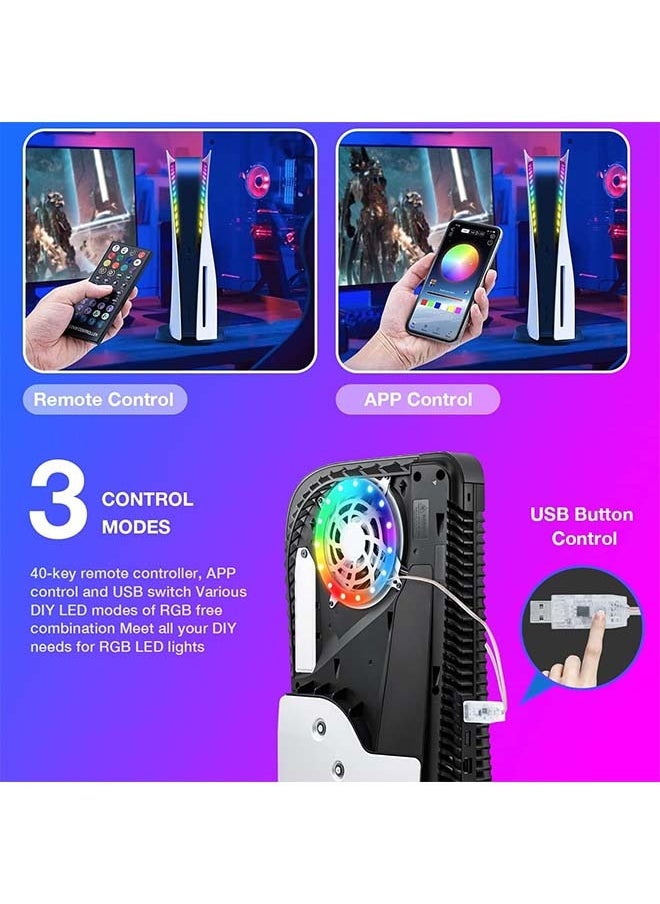 L&E LED Light Strip for PS5, Music Synchronized 8 Color RGB Ring LED Lights Kit Accessories Compatible with Playstation 5 Console Digital Edition & Regular Edition (400 Effects)  - Image 3
