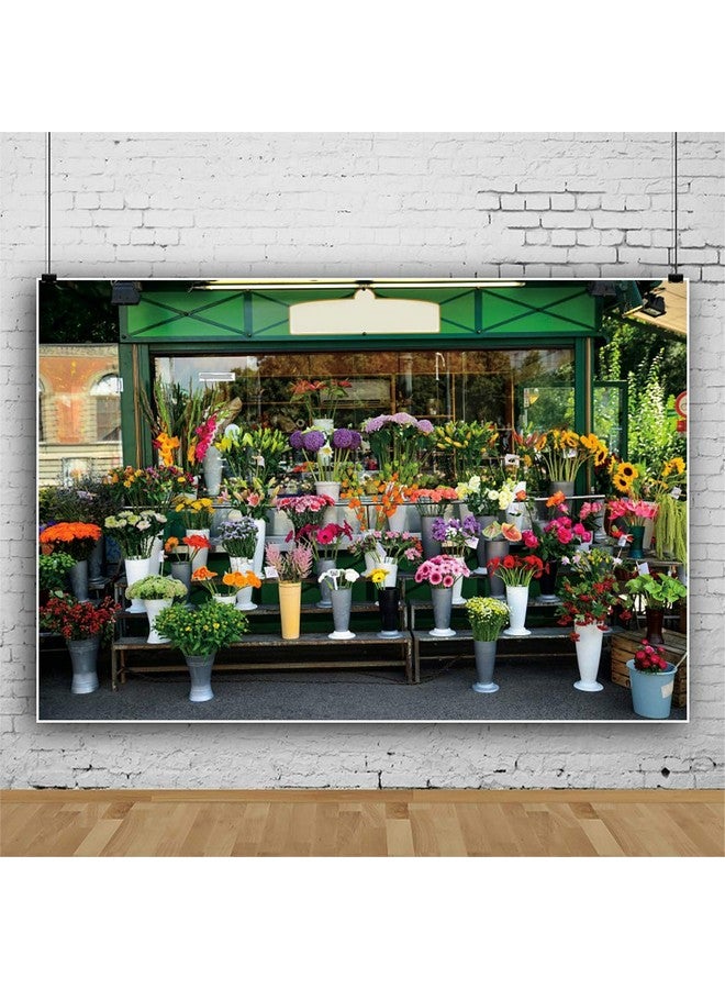 DORCEV 5X3Ft Beautiful Flower Shop Photography Background Floral Design Florist Salon Spring Summer Town Landscape Blooming Blossoms Backdrop Wedding Birthday Party Banner Home Floral Art Wallpaper - Image 4