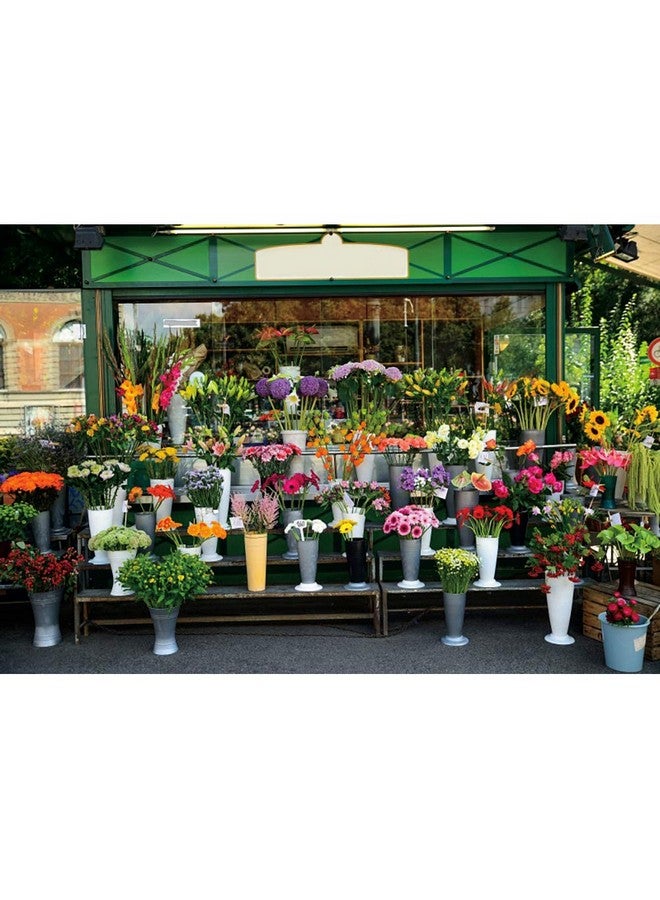 DORCEV 5X3Ft Beautiful Flower Shop Photography Background Floral Design Florist Salon Spring Summer Town Landscape Blooming Blossoms Backdrop Wedding Birthday Party Banner Home Floral Art Wallpaper - Image 1